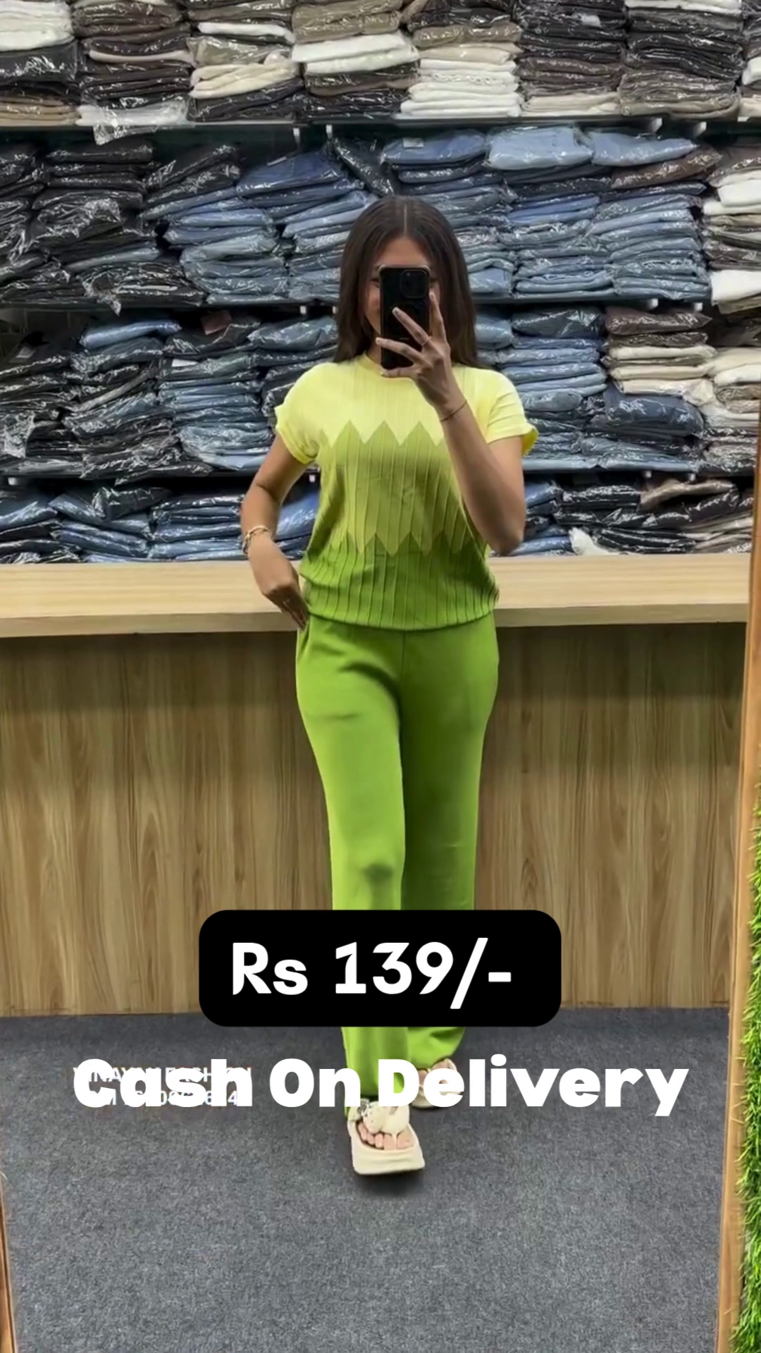 πΈ Elegant Dual-Tone Zigzag Pattern Knit Top with High-Waist Rust Pants β Premium Casual Co-Ord Set for Women | Soft Stretch Fabric | Stylish Everyday Wear | - Image 2