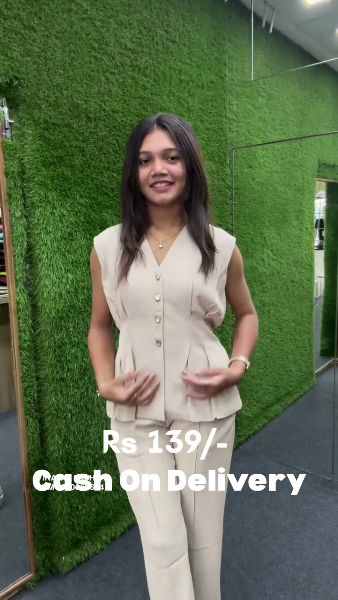 βSandy Bliss Sleeveless Co-ord Set with Wooden Button Detailing β Chic, Minimal & Breezy Summer Look πβ