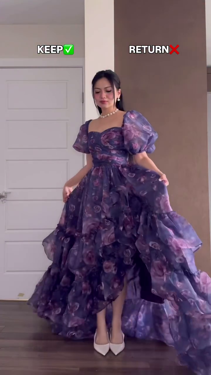 Midnight Blue Sequin Embellished Tulle Ball Gown with Organza Tie-Strap Shoulders and Voluminous Skirt - Image 4