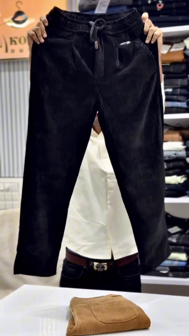 🤍High-Waist Vintage Corduroy Pants in Ultra-Soft Winter White, Finished with Statement Back Patch Pockets - Image 3