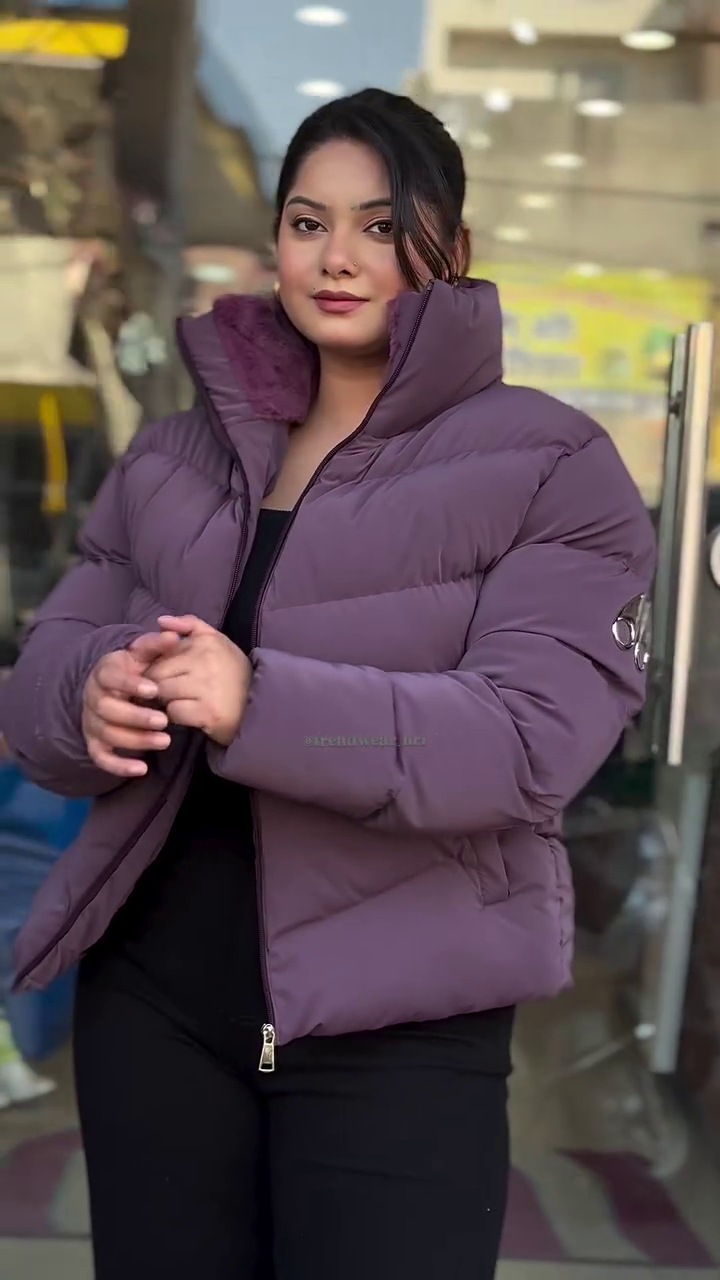 . π "Plush Lavender Cloud Puffer Insulated Winter Jacket with High-Guard Collar and Cozy Urban Street Appeal for Effortless Warmth" π - Image 3