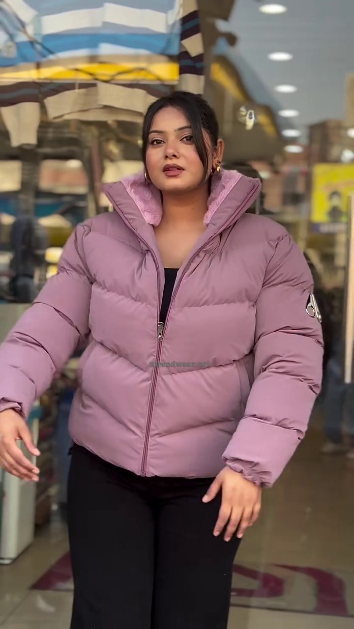 . π "Plush Lavender Cloud Puffer Insulated Winter Jacket with High-Guard Collar and Cozy Urban Street Appeal for Effortless Warmth" π