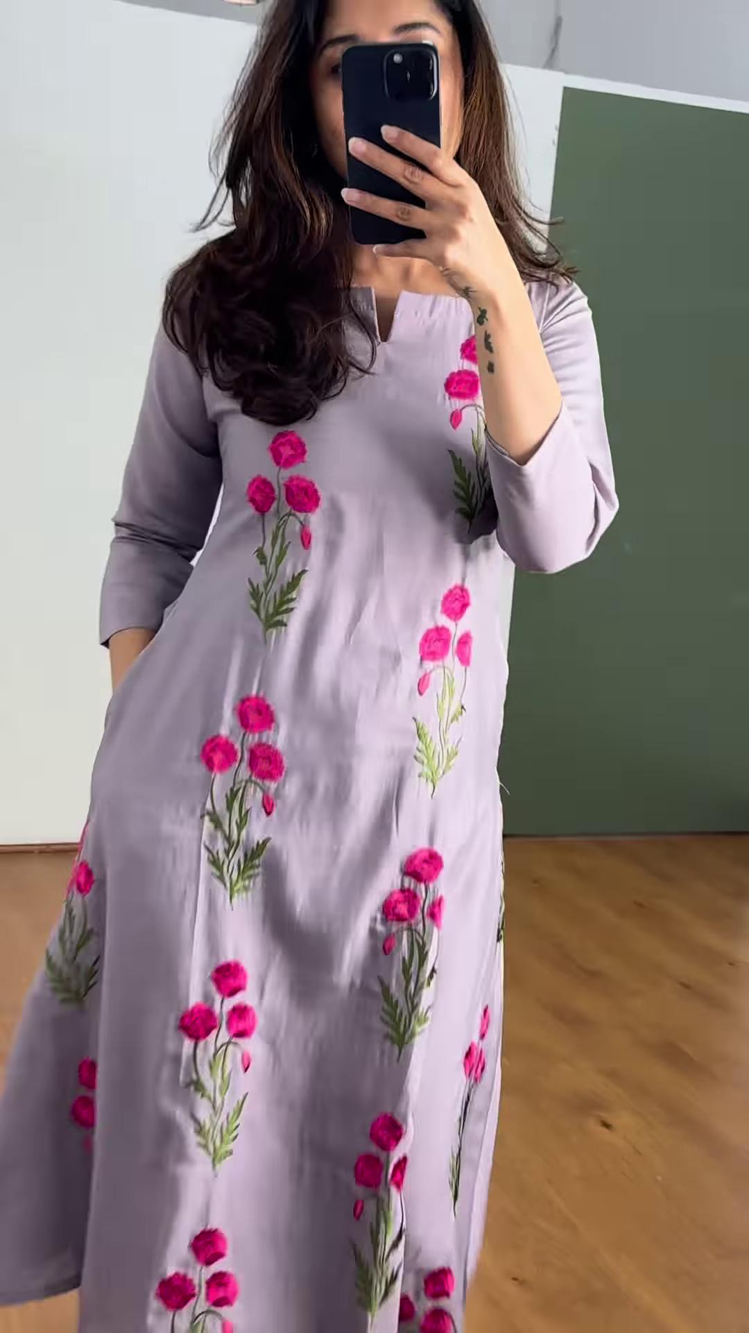 Lavender Bloom Embroidered Kurti β Grace in Every Thread πΏ - Image 2