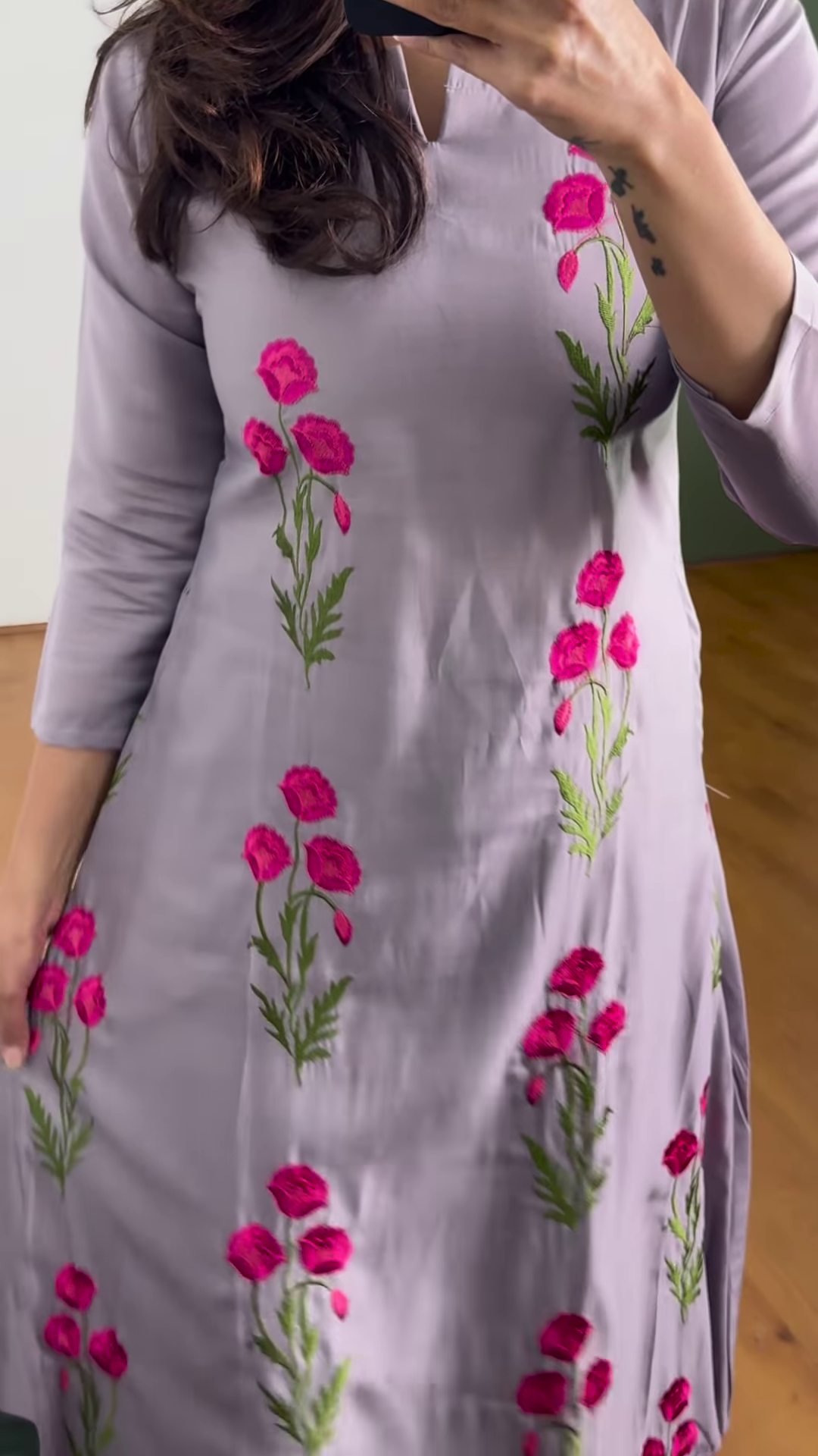 Lavender Bloom Embroidered Kurti β Grace in Every Thread πΏ - Image 4
