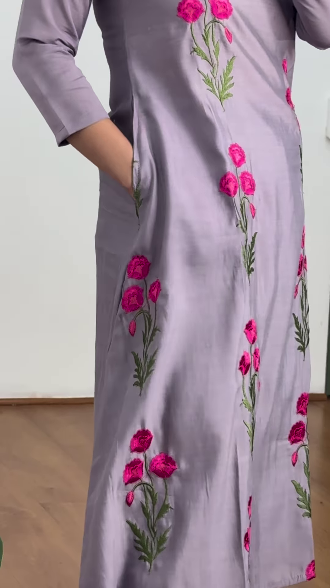 Lavender Bloom Embroidered Kurti β Grace in Every Thread πΏ - Image 3