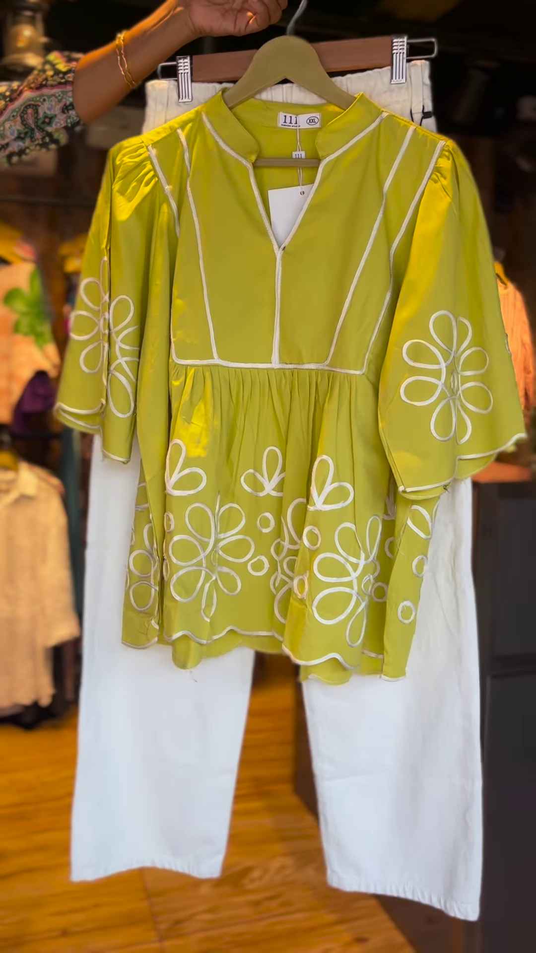 Lime Bloom – Playful Peplum Cotton Set