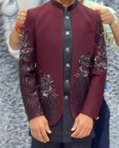 π Royal Maroon Embroidered Nehru Jacket β A Statement of Timeless Elegance π