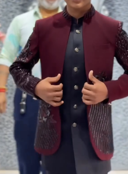 π Royal Maroon Embroidered Nehru Jacket β A Statement of Timeless Elegance π - Image 3