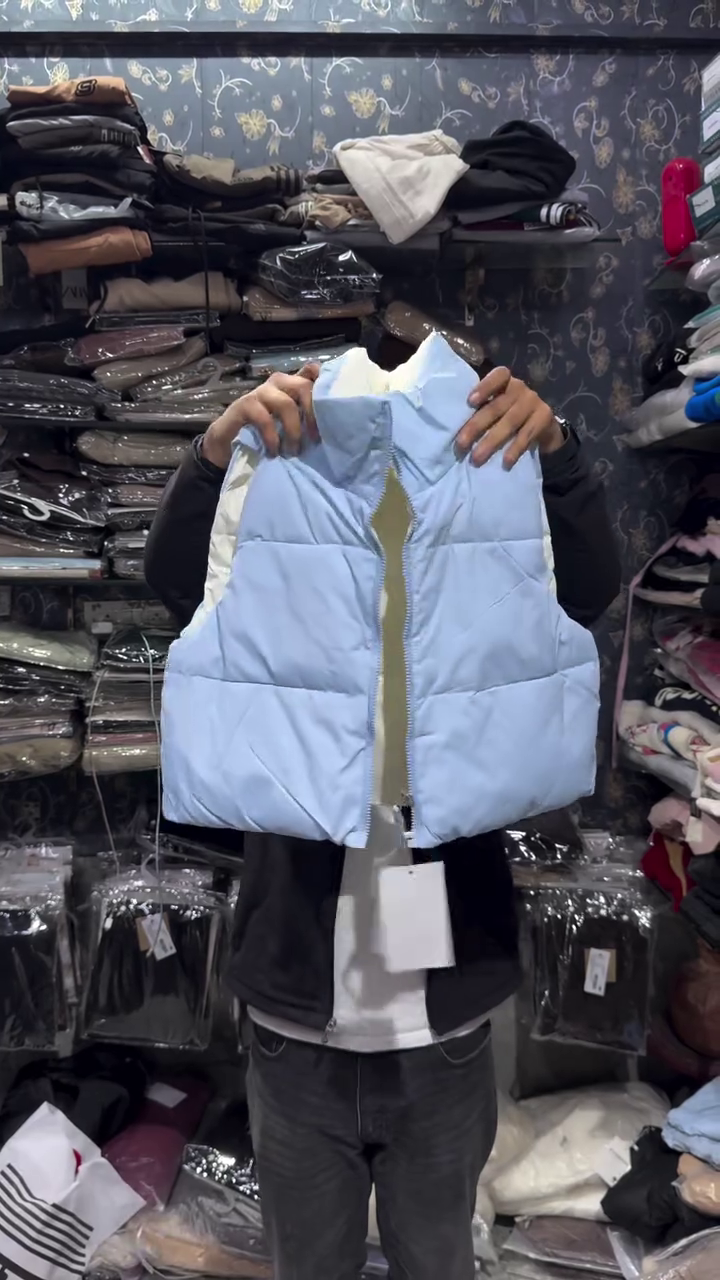 Sky Blue Padded Sleeveless Zip Gilet with High Neck 💙❄️