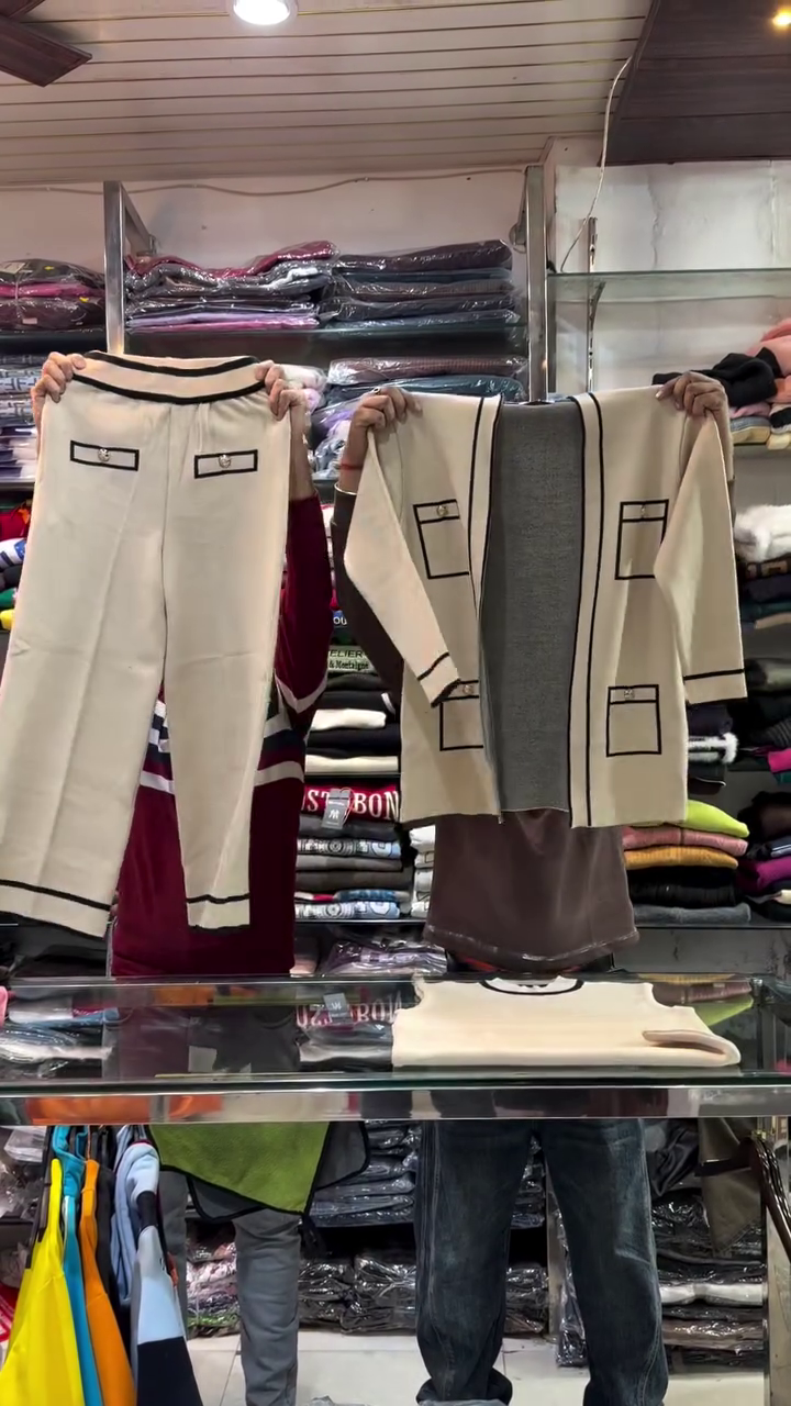 Olive & Brown Contrast Trim Full Sleeve Knit Co‑ord Set with Longline Cardigan 💚🤎 - Image 3