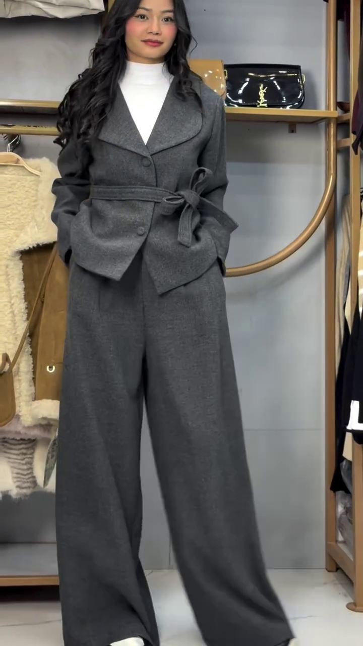 ✨ Elegant Tailored Two-Piece Wool Blend Suit Set – Modern Chic Edition ✨