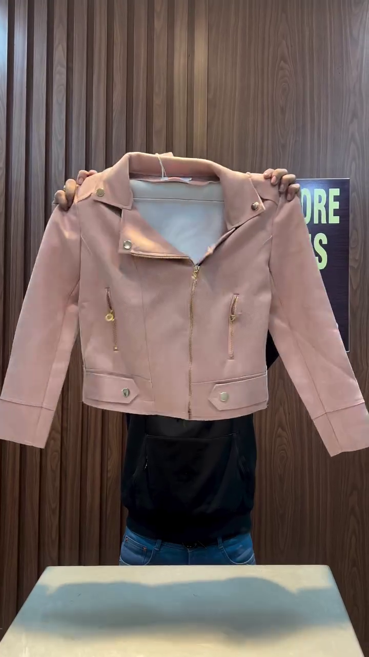 ๐ธ Blush Luxe Cropped Biker Jacket โ Modern Feminine Edge ๐ธ