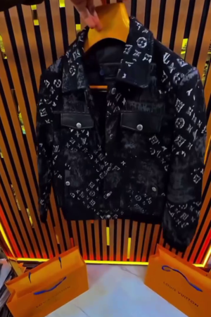 🔥 Luxury Monogram Denim Jacket – Premium Streetwear Edition 🔥