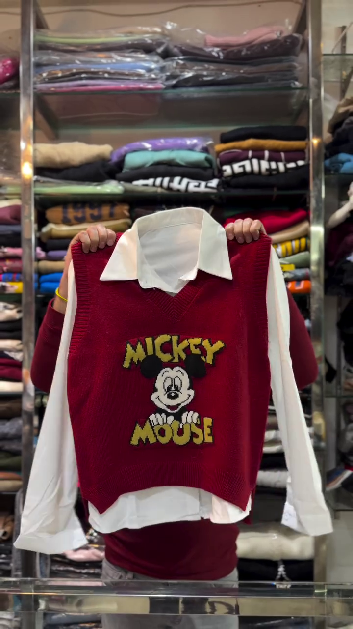 🧸 Mickey Charm Layered Knit Vest Shirt – Cute & Cozy Winter Style 🧸 - Image 4