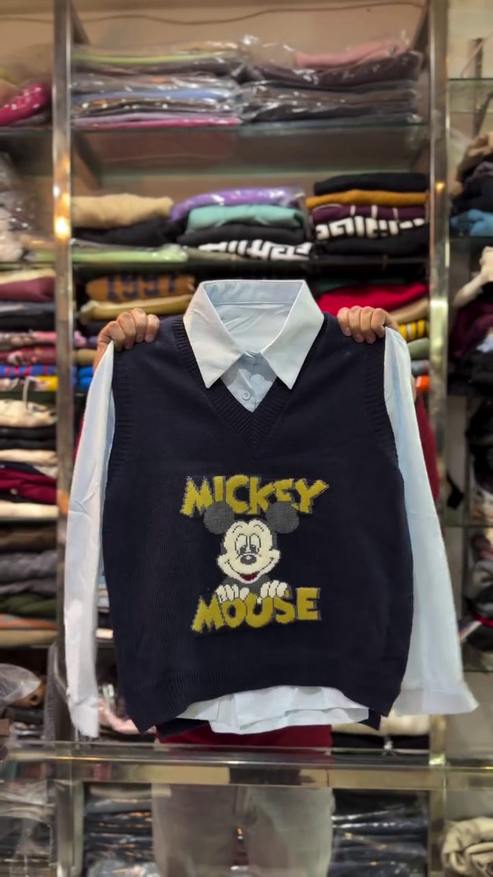 🧸 Mickey Charm Layered Knit Vest Shirt – Cute & Cozy Winter Style 🧸 - Image 5