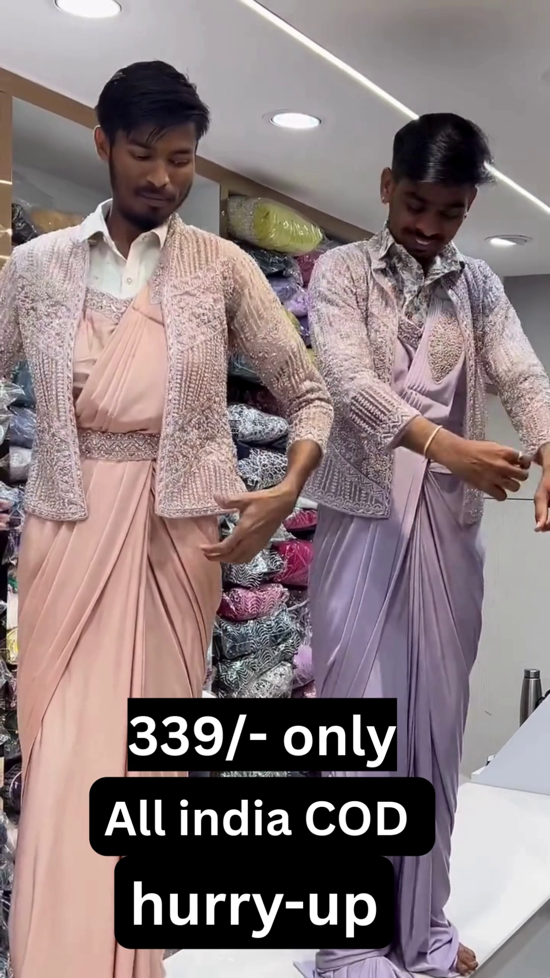 ✨ Designer Indo-Western Draped Set with Embroidered Jacket ✨