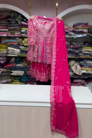 π Rani Pink Crystal Glow Embroidered Suit Set π
