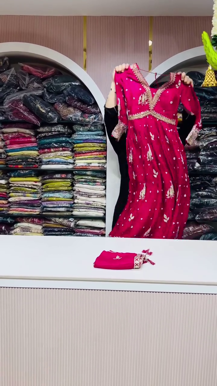 ✨ Regal Fuchsia Embroidered Anarkali Suit Set with Dupatta ✨ - Image 2