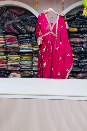 β¨ Regal Fuchsia Embroidered Anarkali Suit Set with Dupatta β¨
