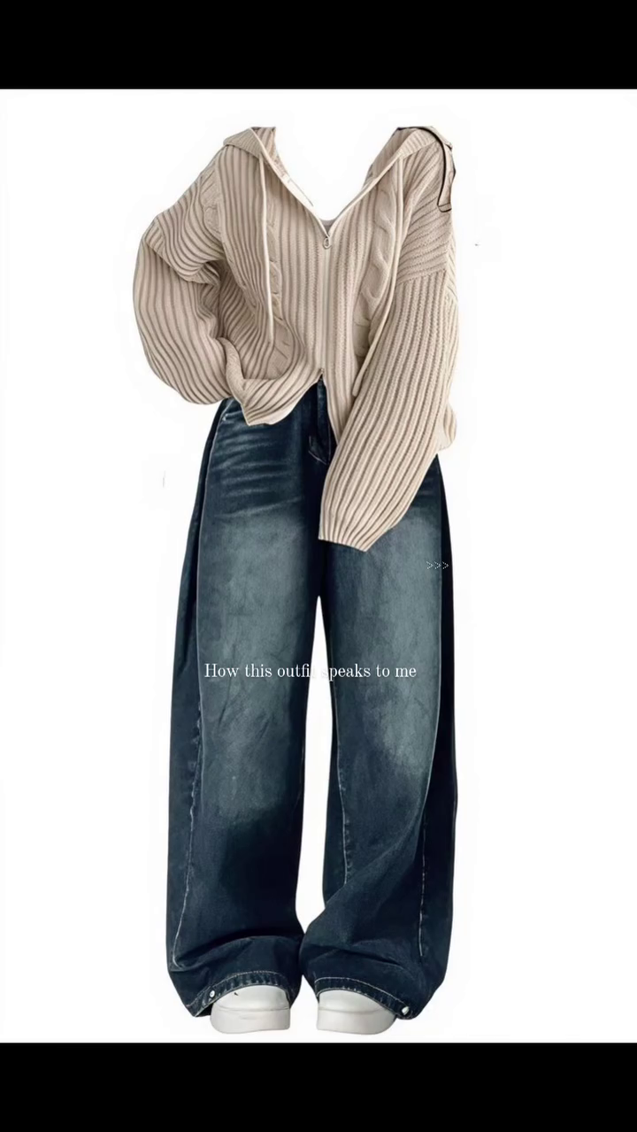 π€ Effortless Luxe Ribbed Knit Top & Wide-Leg Denim Co-Ord Look π€