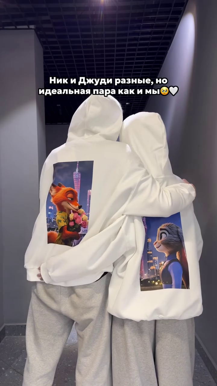 π€ Nick & Judy Couple Hoodie β Premium Unisex Oversized Sweatshirt π€ - Image 5