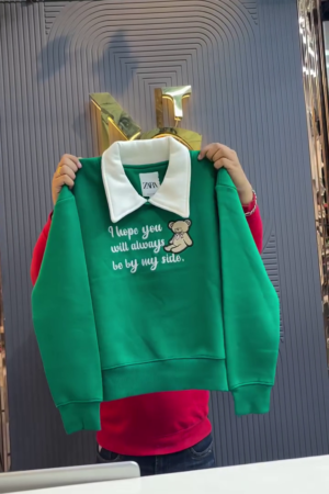 ๐ Adorable "Always By My Side" Teddy Bear Collared Sweatshirt - Multiple Colors & Designs Available!ย ๐ป