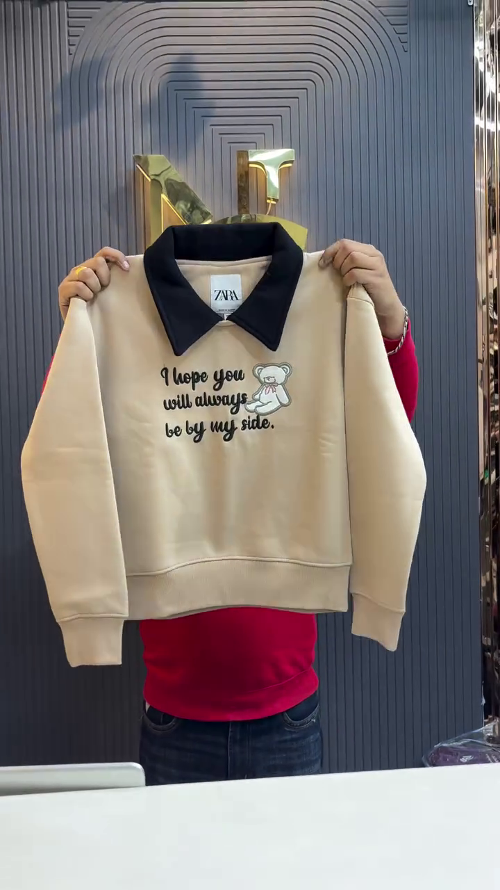 ๐ Adorable "Always By My Side" Teddy Bear Collared Sweatshirt - Multiple Colors & Designs Available!ย ๐ป - Image 3