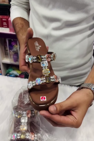 ✨ LuxeGlam™ Crystal Embellished Slip-On Sandals – Elegance with Every Step 👡💎
