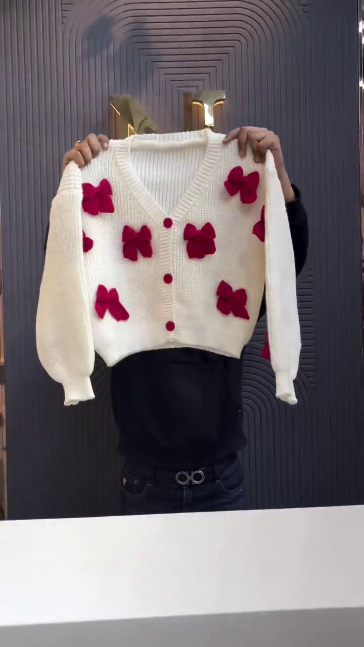 ✨ Bow Bliss Cropped Knit Cardigan – Soft, Sweet & Statement-Ready ✨