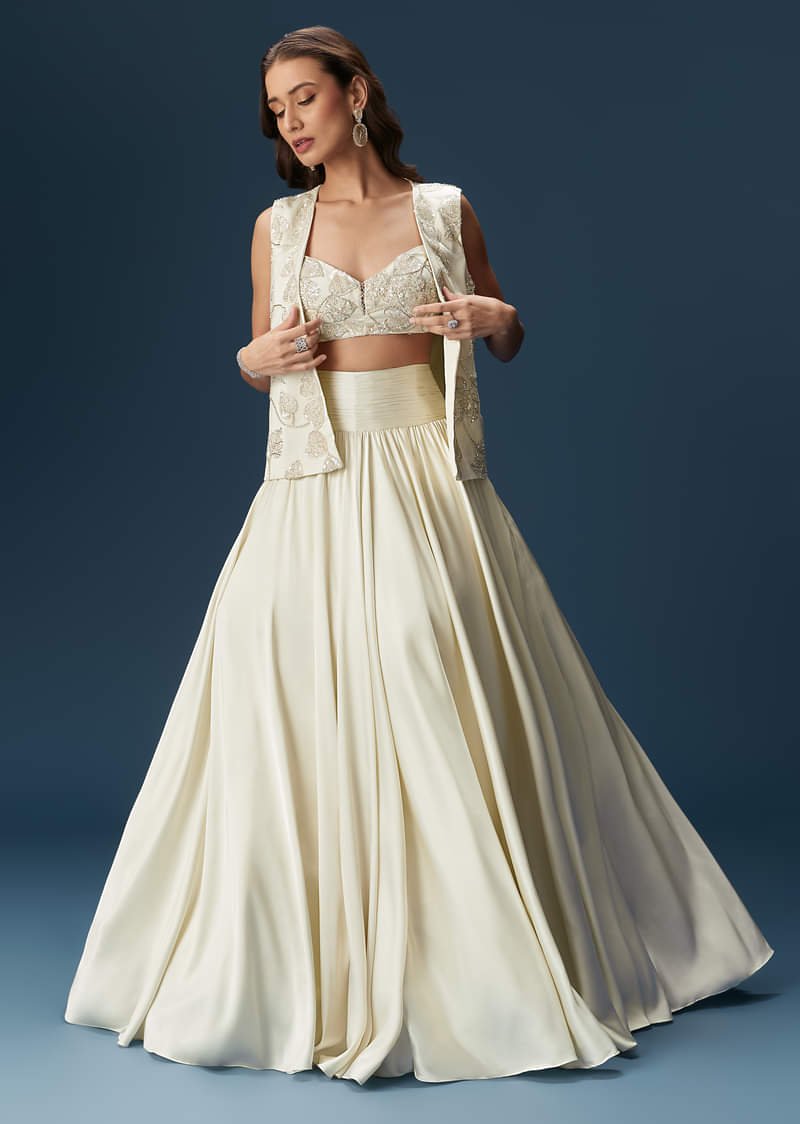 Ivory Jacket Style Lehenga Set
