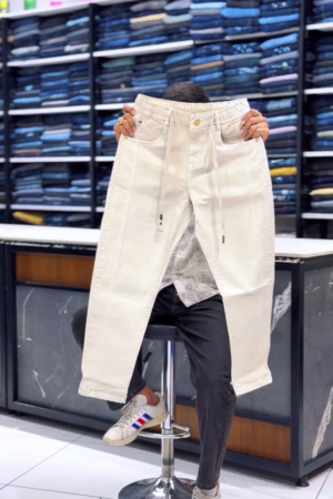 👖✨ Premium Off-White Drawstring Denim – Clean Fit, Street Style & All-Day Comfort 🤍🔥