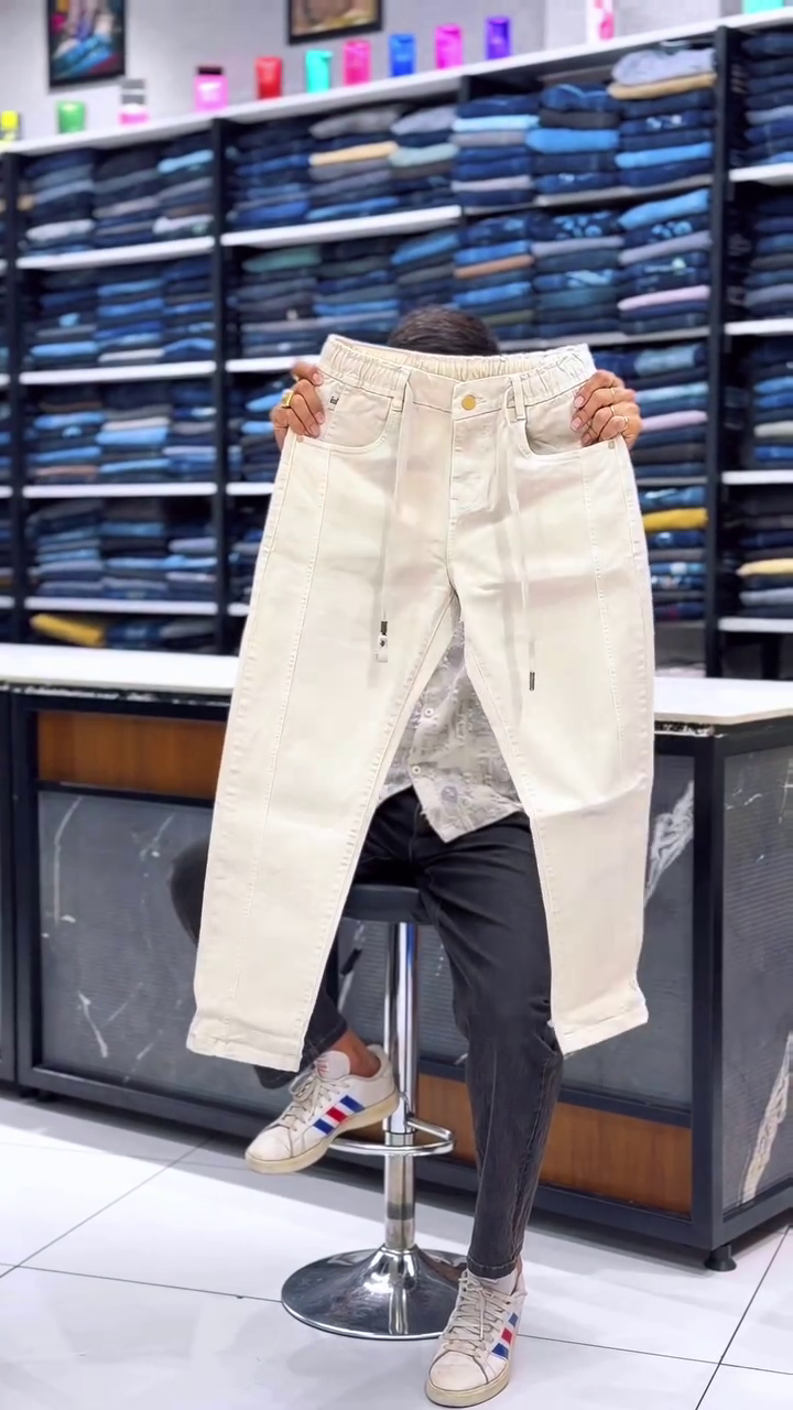๐โจ Premium Off-White Drawstring Denim โ Clean Fit, Street Style & All-Day Comfort ๐ค๐ฅ