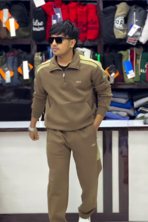 🟤🔥 Premium DRJ Zip Neck Tracksuit – Ultimate Comfort Meets Street Drip 😎✨