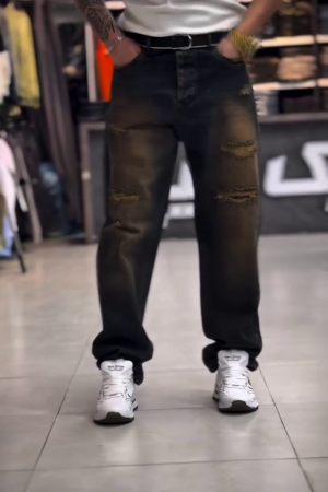 ๐ค๐ฅ Premium Black Washed Ripped Jeans โ Street Fit with Hardcore Drip ๐ฎโ๐จ๐
