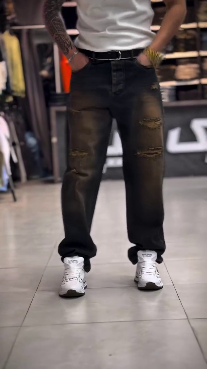 ๐ค๐ฅ Premium Black Washed Ripped Jeans โ Street Fit with Hardcore Drip ๐ฎโ๐จ๐
