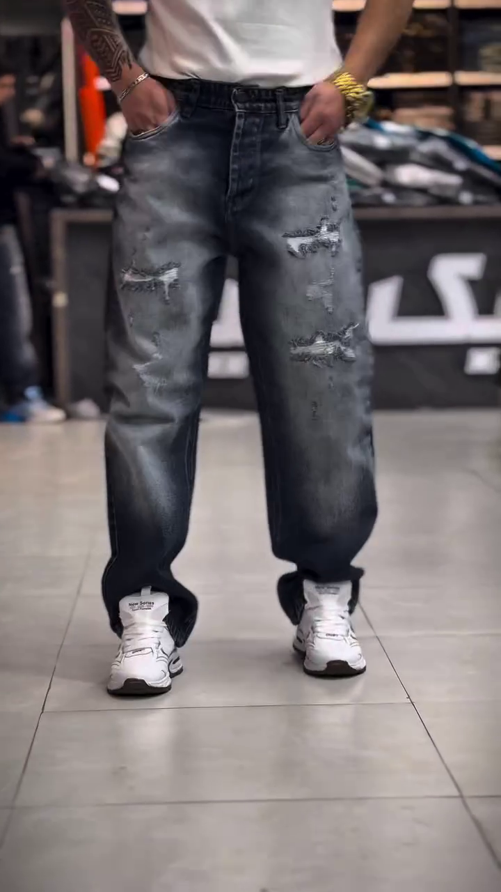 ๐ค๐ฅ Premium Black Washed Ripped Jeans โ Street Fit with Hardcore Drip ๐ฎโ๐จ๐ - Image 5
