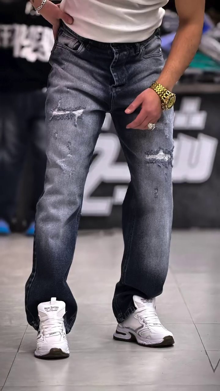 ๐ค๐ฅ Premium Black Washed Ripped Jeans โ Street Fit with Hardcore Drip ๐ฎโ๐จ๐ - Image 6