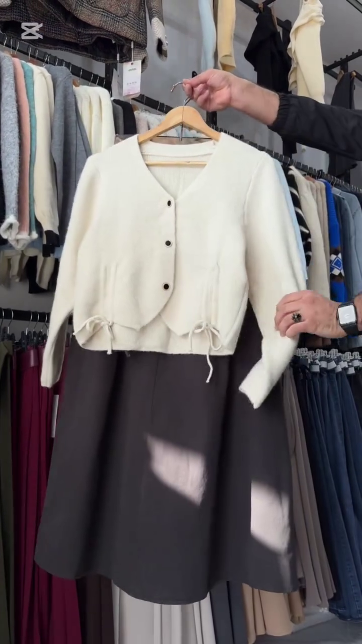 ๐คโจ Pearl Snow Tie-Waist Cardigan โ Soft Elegant Crop Knit for a Chic Look ๐๐งถ