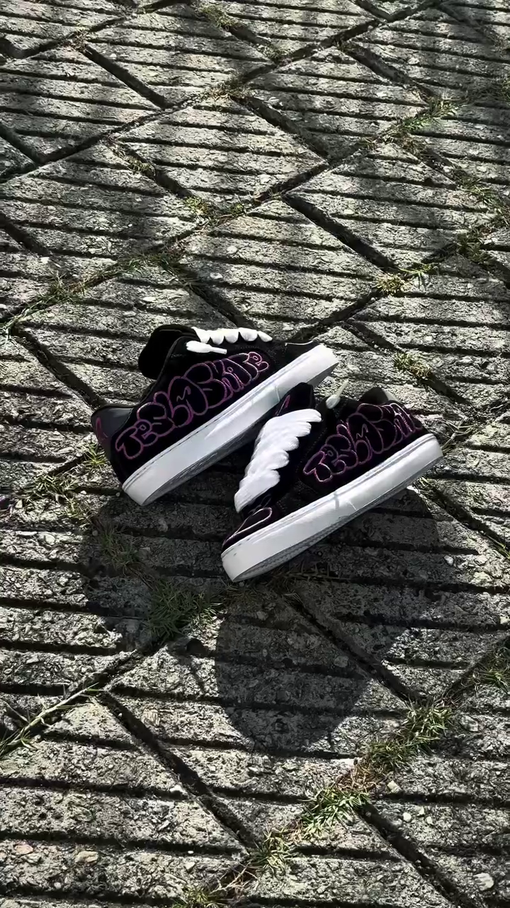 ๐๐ค Tesla Neon Scribble Sneakers โ Black Streetwear Shoes with Glow Vibe ๐โก - Image 5