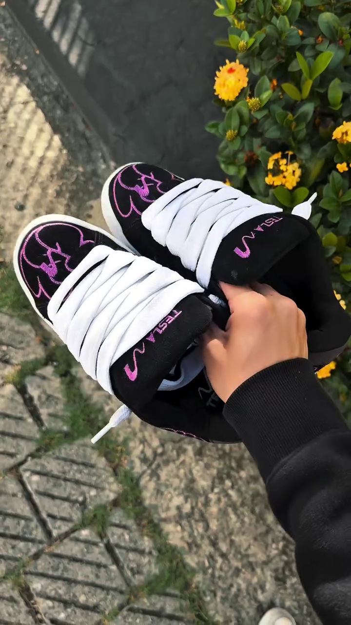 ๐๐ค Tesla Neon Scribble Sneakers โ Black Streetwear Shoes with Glow Vibe ๐โก - Image 7