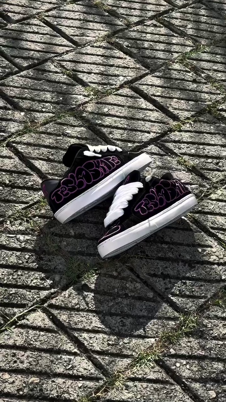 ๐๐ค Tesla Neon Scribble Sneakers โ Black Streetwear Shoes with Glow Vibe ๐โก - Image 9