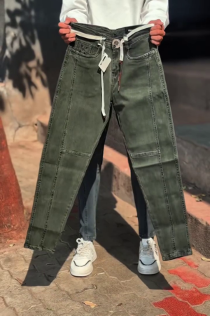 Smoke Grey Drawstring Denim β Premium Relaxed Fit Streetwear Jeans