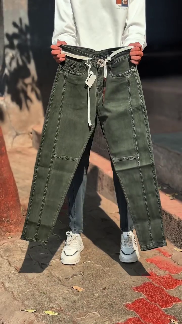 Smoke Grey Drawstring Denim – Premium Relaxed Fit Streetwear Jeans