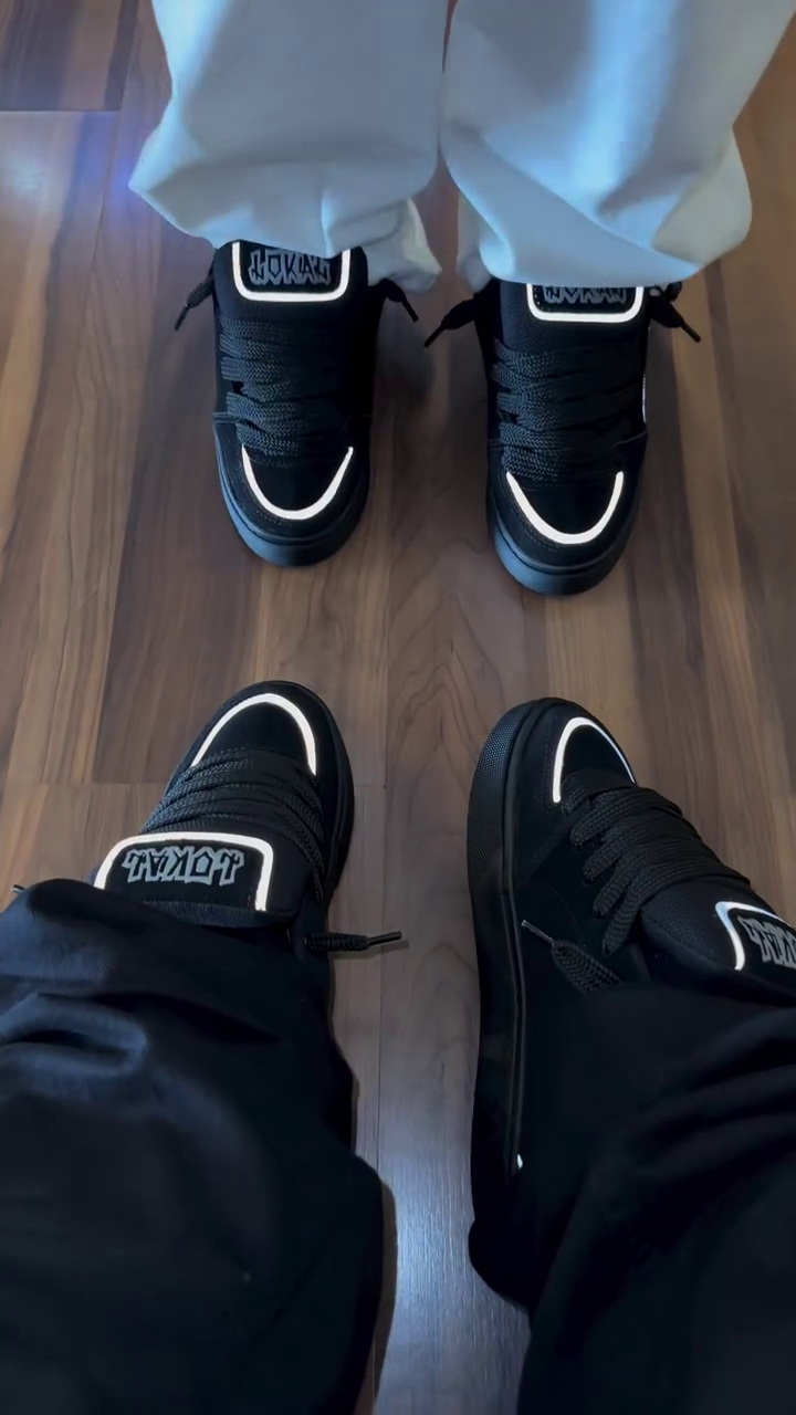 ๐๐ค LOKAN Reflective Sneakers โ Premium Black Streetwear Shoes with Glow Outline โจ๐ฅ - Image 4