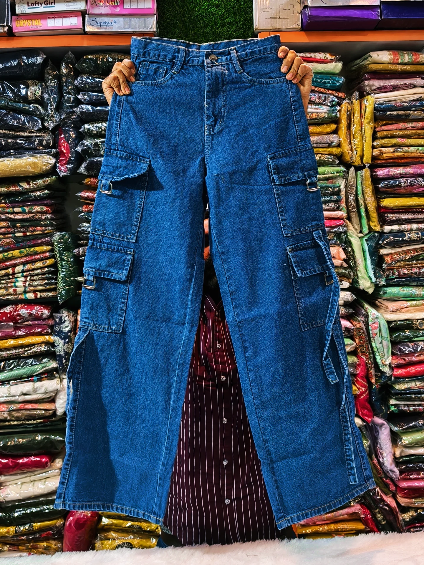 ๐ Blue Denim Cargo Jeans โ Stylish, Functional & Everyday Streetwear Essential โจ - Image 5