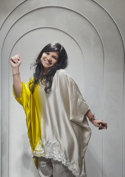 π Pink Satin Beads Round Neck Ombre Kaftan And Pant Set β A Dreamy Blend of Elegance & Comfort β¨ - Image 3