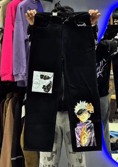 π€ Black Baggy Jogger Pants with White Tribal Print β Relaxed, Stylish & Street-Ready β¨ - Image 2
