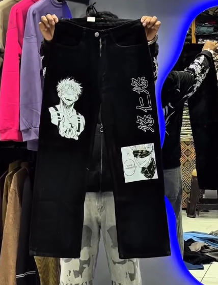 π€ Black Baggy Jogger Pants with White Tribal Print β Relaxed, Stylish & Street-Ready β¨ - Image 6