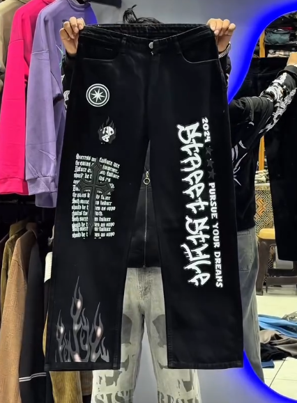 π€ Black Baggy Jogger Pants with White Tribal Print β Relaxed, Stylish & Street-Ready β¨ - Image 5