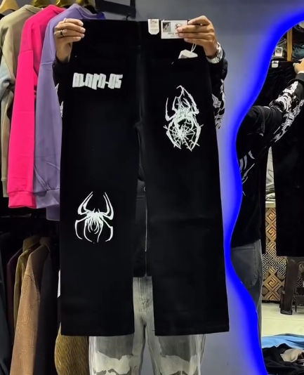 π€ Black Baggy Jogger Pants with White Tribal Print β Relaxed, Stylish & Street-Ready β¨ - Image 4